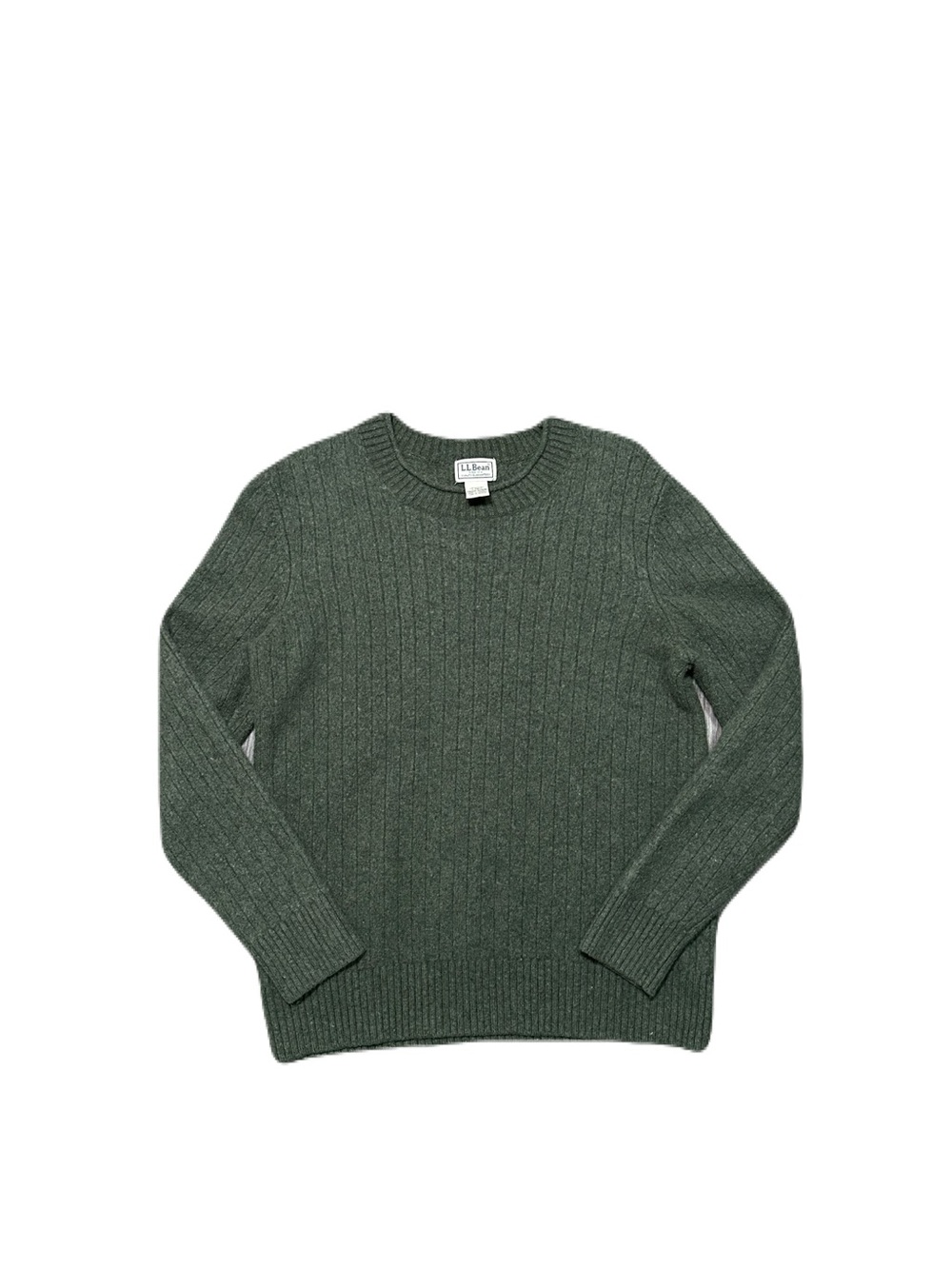LL Bean Rollneck Green Knit Sweater Size Large Wool Cashmere Ribbed